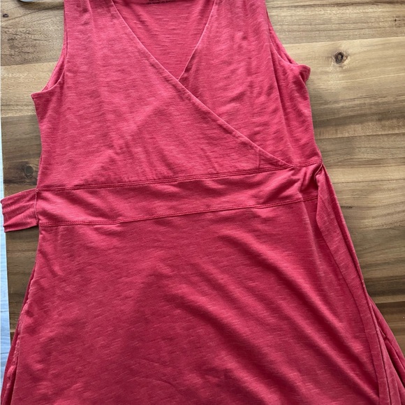 Toad & Co Coral/Red/Orange Faux Wrap Dress - Picture 6 of 10